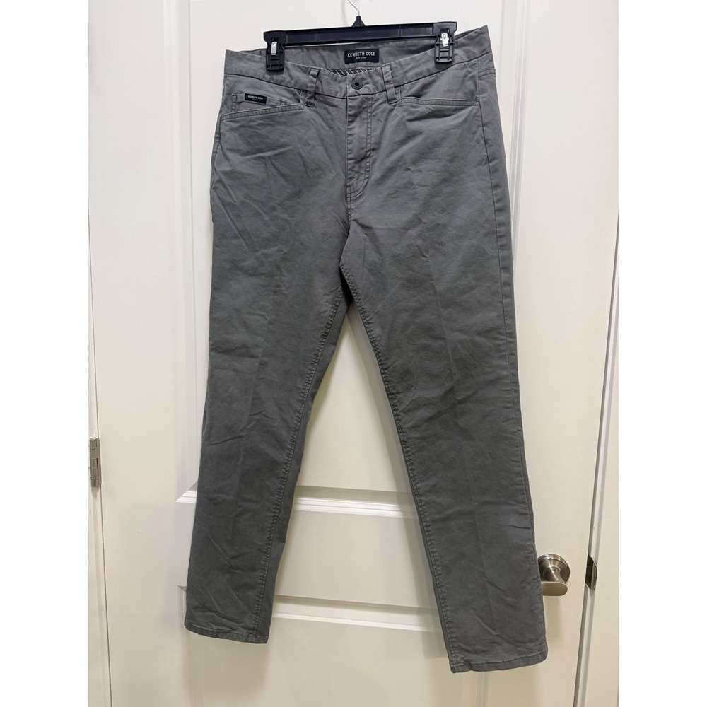 Kenneth Cole New York Mens Grey Chino Pants Slim Straight 32x30 Cotton Blend